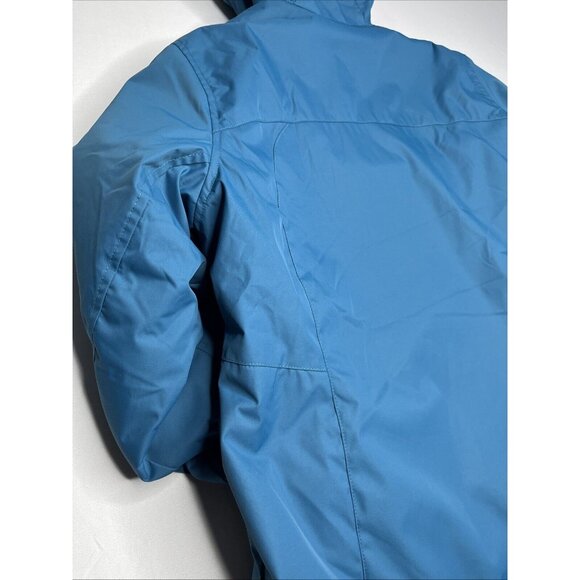 LL Bean Winter Warmer Jacket Women 1X REG Blue Fleece Lined Hood Zip Pocket Snap - Picture 12 of 14